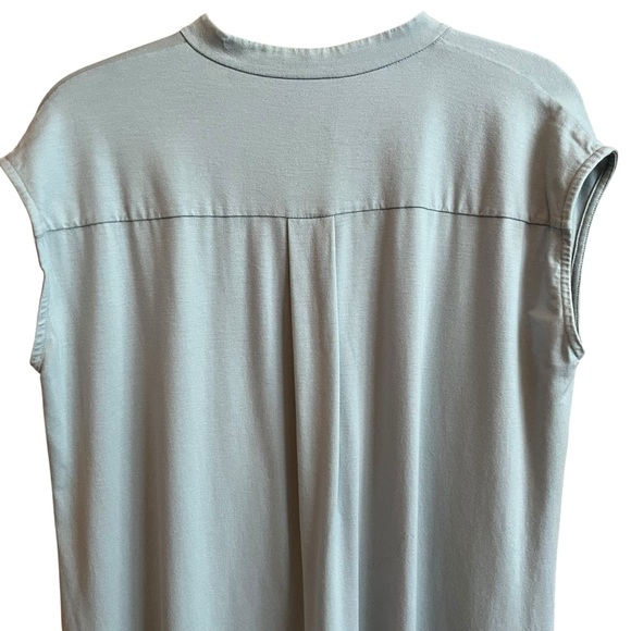 Eileen Fisher Henley Stretch Jersey Shift Dress Cap Sleeve Powder Blue - Picture 6 of 12